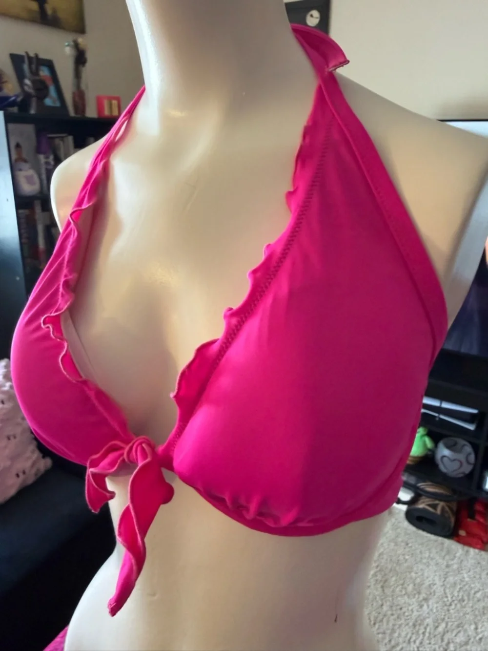 Victoria's Secret Hot Pink Ruffle Halter Bikini Top - Picture 3 of 10